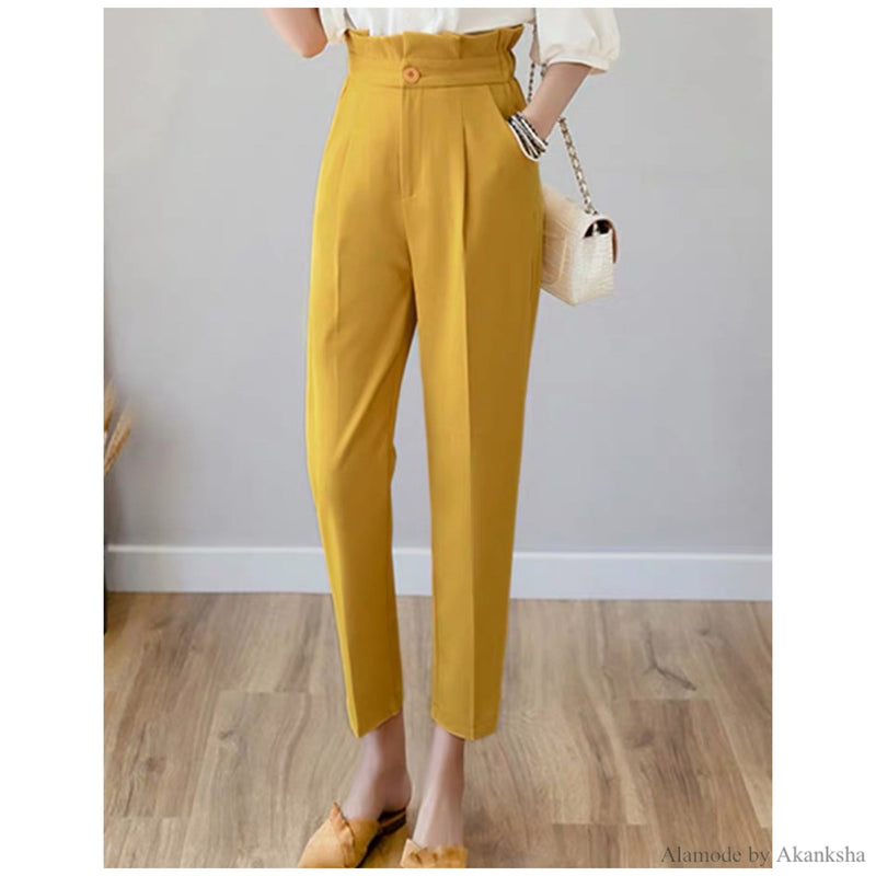 Buy Sei Bello Women's Yellow Palazzo Pants (Small) at Amazon.in